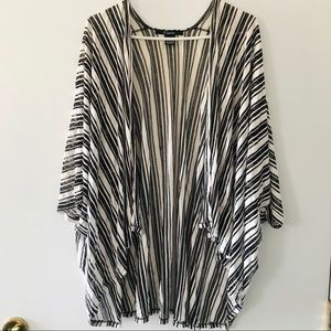 Black and White Striped Beach Cover Up